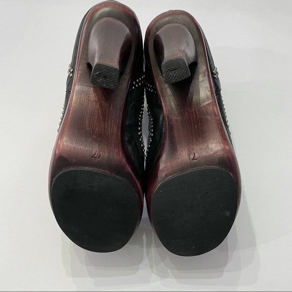 Calleen Cordero x Free People Studded Black Leather Booties Wood Heal Size 7 - Picture 4 of 13